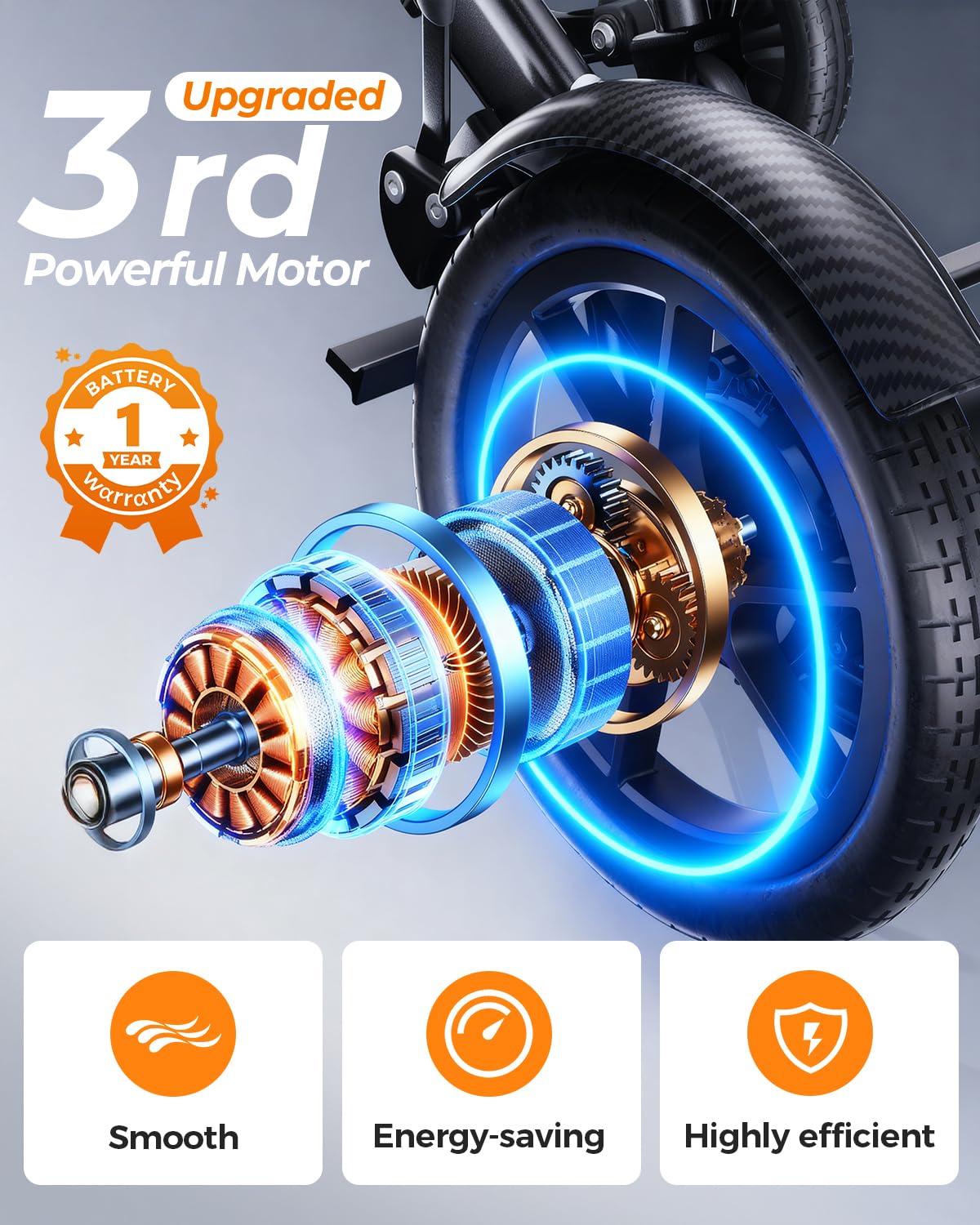 Ultra Lightweight Foldable Electric Wheelchair for Adults, 39 lb Portable Power Chair, 25 Mile Range